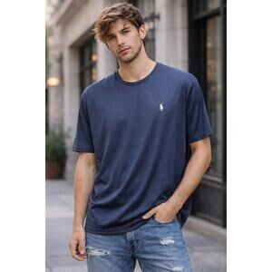 Polo Ralph Lauren Performance Navy Gray T Shirt XXL Logo Short Sleeve Casual